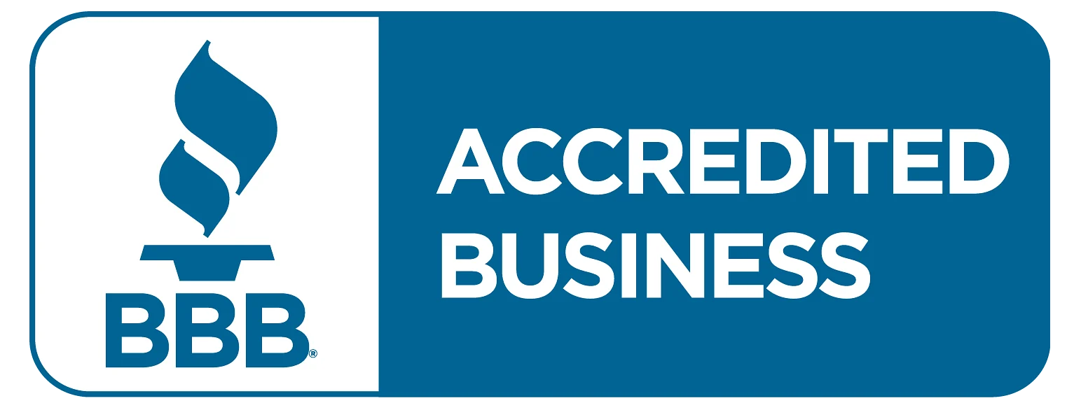 Garage Door Repair Huntington Beach 8 A blue and white badge with the BBB flame torch logo and the words ACCREDITED BUSINESS, showcasing that Carlos Garage Door Repair is recognized for trusted garage door repair in Orange County by the Better Business Bureau.